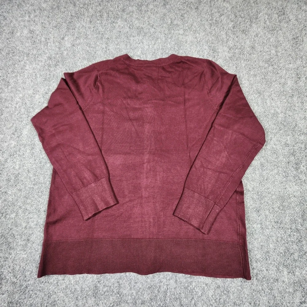 Grace Elements Burgundy Button Front Cardigan Sweater Womens Plus 0X Rayon Blend